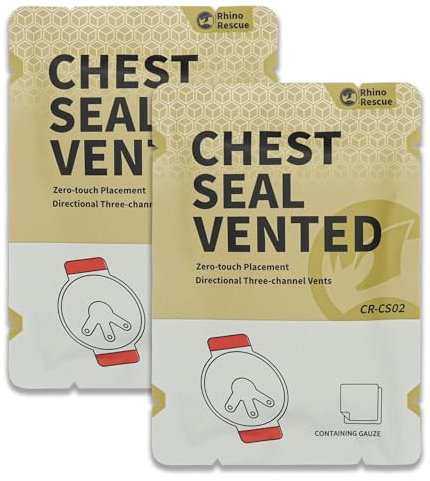 RHINO RESCUE Vent Chest Seal, Notfall-Trauma-Verband, Erste-Hilfe-Set, Sterile Verpackung (2 PCS)