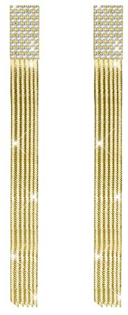 KristLand Orecchini delle donne Argento 925 nappe lunghe 14-Karat placcato oro filo lungo di cristallo/orecchini per le donne e le ragazze/viene fornito in scatola regalo di gioielli