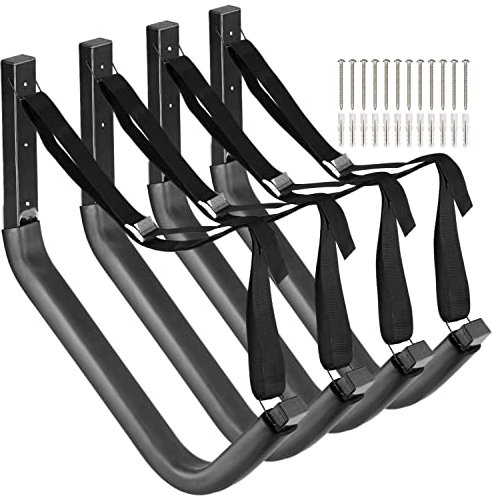 Heavdace Kayak Storage Racks, 4 Pack Freestanding Canoes Garage Hooks, 21Inch Wall Mount Surfboard Hangers and Stand-Up Paddle Board Holder, 150lb Capacity