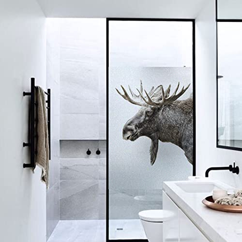 Fensterfolie Selbsthaftend Blickdicht Tier Hirsch Sichtschutzfolie Fensterfolie Anti-UV Dekorfolie Statisch Fensteraufkleber für Wohnzimmer Küche Büro (60x200 cm)
