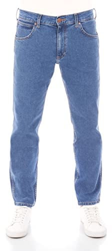 Wrangler Jeans Herren Stretch Regular Straight Fit Greensboro Jeanshose Denim Blue w38, Farbe: Blue Tomorrow, Größe: 38W / 36L