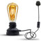 LEDSone Small Desk Lamp with Plug in Cord On/Off Switch Vintage Industrial E27 Dimmable Non Dimmable Bulb Water Pipe Table Lamp with Bulb for Bedside, Stairway Living Room