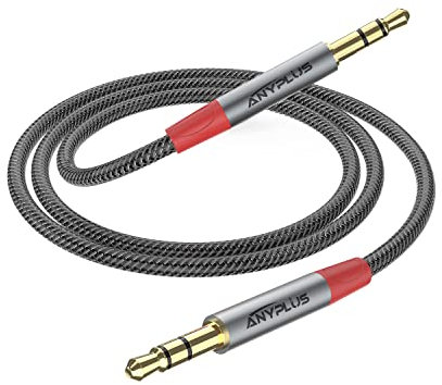 ANYPLUS Cavo Aux, HiFi Stereo Cavo Jack 3.5 to Jack 3.5 Cavo Audio,【3.3Ft/1M-1Pack】 Fish Wire Intrecciato Per Cavo Aux Macchina,TV,Autoradio, Altoparlante, Cuffie, Smartphone, PC