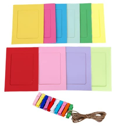 50 Stück 10 x 15 cm Bilderrahmen aus Papier, mit Holzklammern und Hanfseil zum Aufhängen von Fotos, Heimwanddekoration, Kinderzimmer-Layout