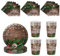 Christmas Wooden Tableware Set - 20 Paper Napkins, 16 Cups, 16 Plates - Disposable Dinnerware Decor for Adults, Kids Xmas Party Favor