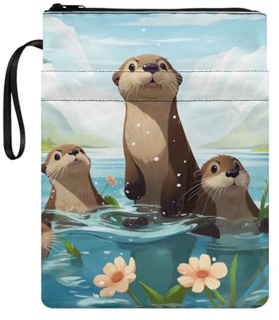 xixirimido Niedliche Otter-Bücher-Hülle mit Reißverschluss, Buchliebhaber, Geschenke, Hülle, Tasche, Schutz für Taschenbuch, Lehrbuch, Hardcover