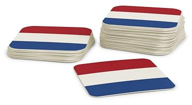 Alerte Flyer sous-Verres pour Verres I sous-bocks à bière des Pays-Bas (50 pièces) en Carton carré (9,3 cm x 9,3 cm) I Décoration de Table EM avec Drapeau néerlandais