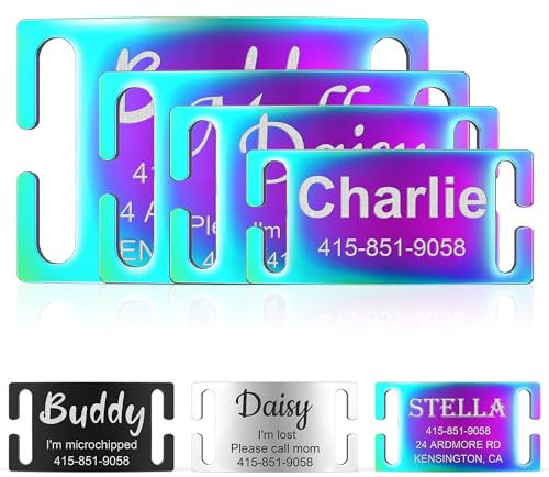 GISUREY Hundemarke Mit Gravur - Langlebig, Klare Lesbarkeit, Geräuschloses Design & Einfache Befestigung Hundemarke Personalisiert - Adressanhänger Hund für Ihren Vierbeiner, Mehrfarbig