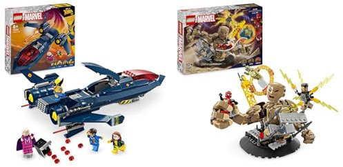 LEGO Marvel X-Jet der X-Men, Modell-Flugzeug zum Bauen mit Figuren & Marvel Spider-Man vs. Sandman: Showdown, Superhelden-Kampf-Spielzeug
