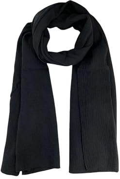stylx Weichster Musselin Tuch Damen LANGER SCHAL Musselin Schal, Muslin Nursing Scarf 64 x 210 cm Musselin Tücher Damen, Musselintücher, Tuch Damen, Musselin Halstuch, Halstuch Damen (schwarz)