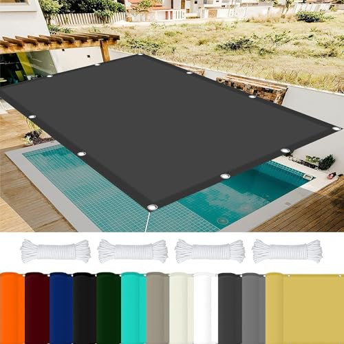 Toile d'ombrage Pergola Filet 2.6 x 3.6 m 98% UV Protection,Polyester, Clôture Protection avec Oeillets avec Cordons pour Jardin Patio Terrasse Balcon, Gris Foncé