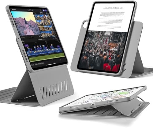 ESR for iPad Air 11 Inch Case (M3, 2025/M2, 2024), iPad Air 6th/5th/4th Generation Case, Removable Magnetic Cover, Adjustable Portrait/Landscape Stand with Raised Screen View, 9 Standing Angles, Grey