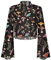 YEXIATODO Flowy Crop Tops for Women Bell Sleeve Tops Sheer Flare Sleeve Bodysuit Crop Blouse 70s Womens Disco Tops, Mushroom Moth, L