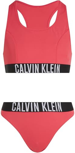 Calvin Klein Mädchen Bikini Bralette Set mit Logobund, Rot (Deep Crimson Fruit), 12-14 Jahre