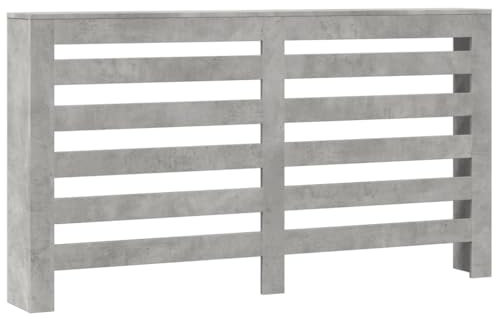 vidaXL Heizkörperverkleidung, Heizungsverkleidung Modernes Latten-Design, Heizkörperabdeckung für Wohnzimmer, Heizungsabdeckung, Betongrau 149x20x82cm Holzwerkstoff