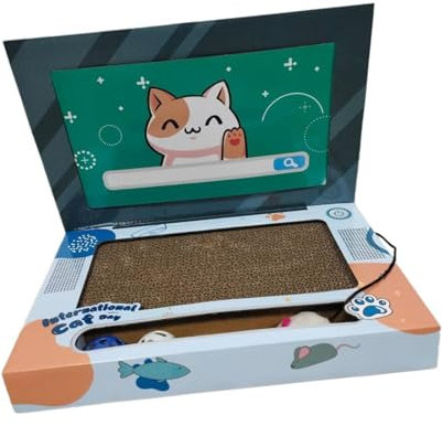 perfk Cat Laptop Scratcher Cat Laptop Toy Cat Scratch Pad Cardboard Cat Scratcher for Kitty
