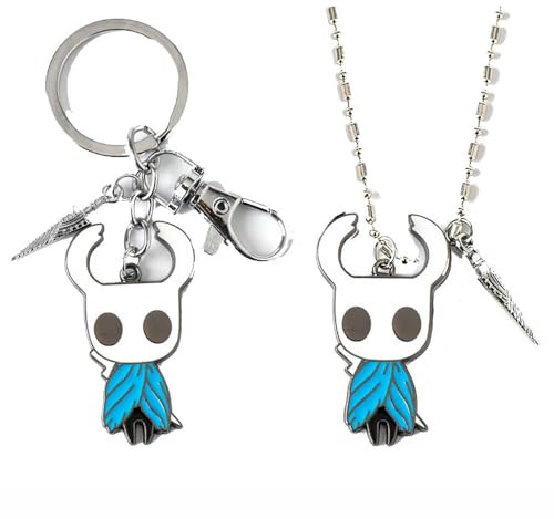 JUSONGKWCP The Knight Collana Portachiavi 2 Pezzi, Gioco Hollow Knights Pure Nail Keychain Set, Gioielli in Metallo Per I Fan