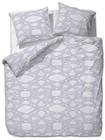 etérea Seersucker Bettwäsche 155x220 cm - bügelfreies Bettwäsche Set mit Kissen - Microfaser Satin nach Oekotex 100 - Reißverschluß - Kariert - 155x220cm + 80x80 cm Kissenbezug - Silber