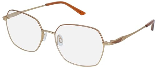 ELLE Brille mit Sehstärke für Damen optional mit Sonnenbrillentönung oder Blaulichtfilter, Sechseckig, gefertigt aus Metall (inklusive Brillenetui)