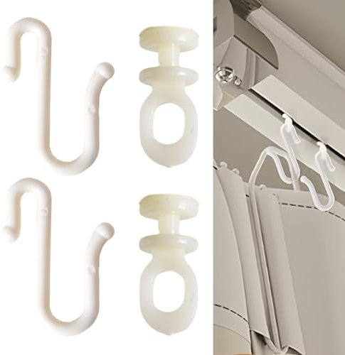 12 Paar Vorhanghaken und Gleiter, S-förmig, flexibel, Vorhangschiene, Gleithaken, leise Kunststoffrolle für Haus, Schlafsaal, Bett, Fenster, Vorhang, Decke, Badezimmer, Dusche, einfache Installation