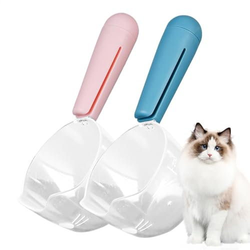 saibunratus Cucchiaio per cibo per cani – 2 tazze portatili per cibo per cani per misurare, forniture multifunzionali per l'alimentazione degli animali domestici, cucchiaio dispenser per gatti per
