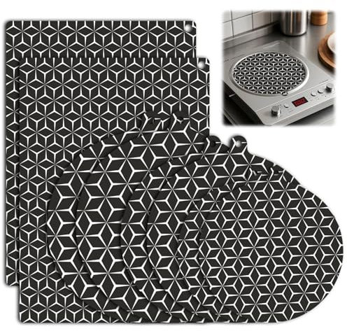 Induktionsschutzmatte, 8 Stück Herdabdeckung Induktionsfeld, Induktionskochfeld Schutzmatte, Herdabdeckung, Induktionsmatte für Meisten Größen, Herdabdeckplatten,Induktion Schutzmatte (weiß)