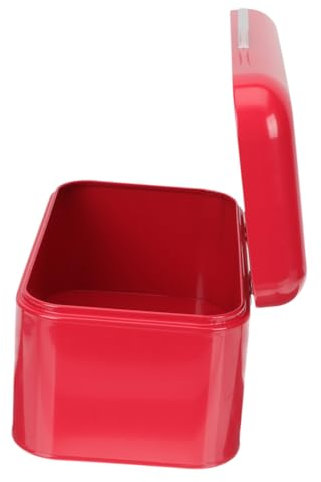 Holibanna Retro Metal Bread Box Storage Container Red Kitchen Organizer Iron Bakery Bread Bin for Countertop and Grain Storage