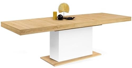 IDMarket - Table à Manger Extensible Rectangle Eden 8-12 Personnes Bois et Blanc 200-250 cm