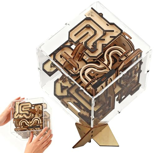 nicknack 3D Labyrinth Würfel Zauberwürfel Puzzles Kugel Spielzeug | 3D Holzpuzzle Erwachsene Murmelbahn Holz, DIY Holzbausatz Geldgeschenke für männer Erwachsene Kinder