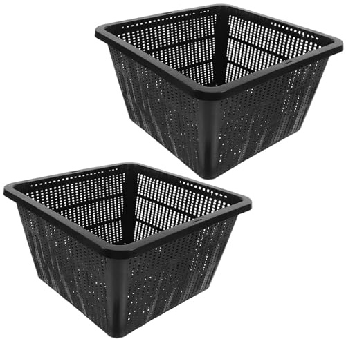 FOMIYES Lot de 2 Paniers de Plantation Hydroponiques en Plastique, Filet Carré pour Culture Hors-Sol de Légumes et Plantes Aquatiques, Jardinière Portable pour Bassin et Jardin Intérieur