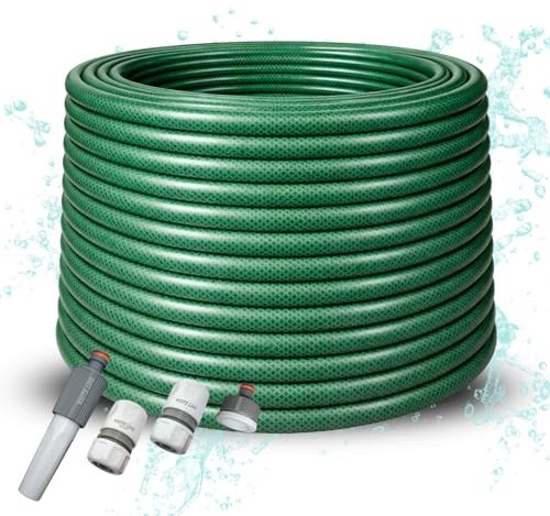 Premium Gartenschlauch 1/2 Zoll 20m 30m 50m – flexibler Wasserschlauch, knickfest & langlebig – UV-beständig – ideal für Gartenbewässerung (Grün, 1/2 Zoll 100M + Anschlüsse-set)