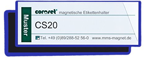 Magnetische Etikettenhalter / Etikettenträger / Etikettenhüllen / Einstecktaschen für Papieretiketten, blau