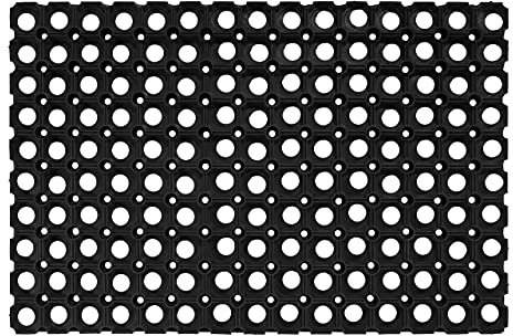 andiamo Fußmatte aus Weichkautschuk - Fußabtreter Hauseingang - Gummimatte im Außenbereich - pflegeleicht, wetterfest und zuschneidbar - Fallschutzmatten Outdoor - Schmutzfangmatte 40 x 60 cm Schwarz
