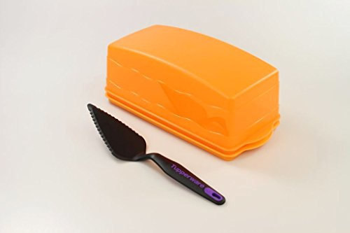 TUPPERWARE Junge Welle oranger Kastenkuchenbehälter + Tortenstück schwarz-lila P 26954