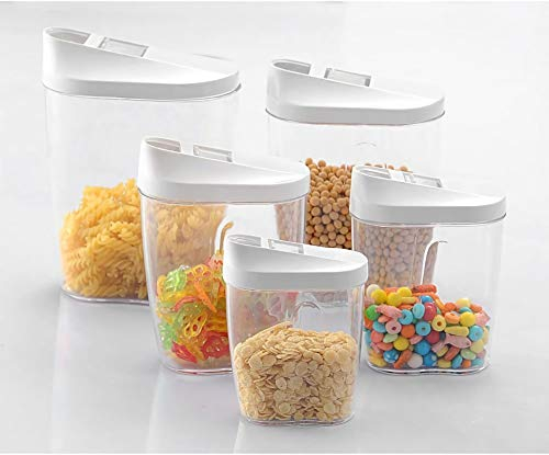 Gearmax 5 piezas transparente caja de alimentos hermética de almacenamiento de cereales para frutas secas