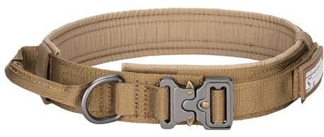 EXCELLENT ELITE SPANKER Taktisches Hundehalsband Nylon Verstellbares Trainingshalsband Heavy Duty Metallschnalle mit Kontrollgriff für mittlere und große Hunde mit Patches(COB-XL)