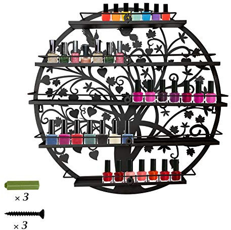 ERYTLLY Wandmontiertes Nagellackregal, Acryl-Nagellackregal, Nagellack-Präsentationsregal, Nagellack-Regal, Organizer, Salon-Wand-Display (rund)