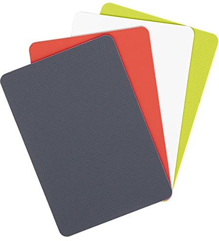 Dexas Heavy Duty Grippmat Cutting Board Juego de 4 Mini Tablas de Cortar Flexibles (13 x 20 cm), Color Gris, Rojo, Blanco y Verde, plástico