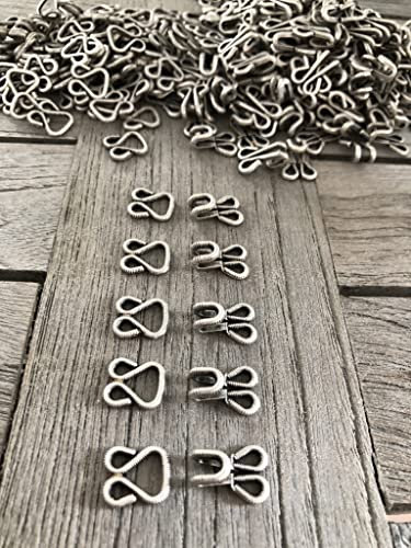 5 Stück kleiner silber antik stabil Verschluss zum Annähen Haken Öse Augen Metall 25mmx11mm Jacke Mantel