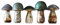LOBERON Deko-Pilze 5er Set Grana - Bunte Tischdeko aus Glas mit Vintage-Optik - Verschiedene Formen & Farben - Handgearbeitetes Finish