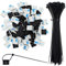 SRunDe Lot de 100 serre-câbles auto-bloquants multi-usages en nylon avec 100 supports de base adhésifs, organiseur de câbles pour fixation extérieure de câbles fils tuyaux noir