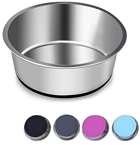 SUOXU Edelstahl Hundenäpfe, Futternapf für Haustiere, Katzenschalen für Hunde mit rutschfesten Silikonbasen, Futterschalen für Welpenkatzen und Wasserschalen(S-14cm)