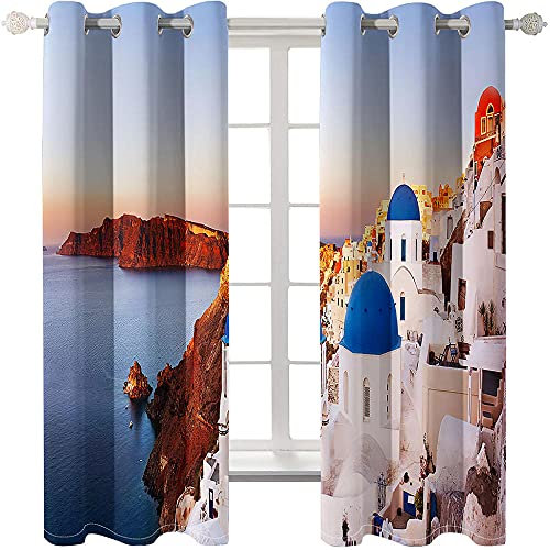 Gardinen mit ösen Eine Ecke der Stadt 2er-Set VerdunkelungsVorhang, 3D Printing Shading Vorhänge für Schlafzimmer，100% Polyester Mikrofaser, Gesamtgröße: 150x166CM