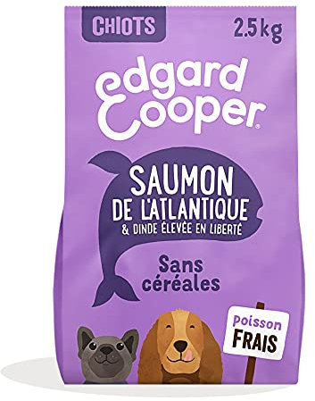 Edgard & Cooper Trockenfutter für Welpen, (Lachs & DIndien, 2,5 kg), ohne Getreide, frisches Fleisch und Fisch und hochwertige Proteine, echte Inhaltsstoffe für Hunde, hypoallergen, ohne Zuckerzusatz