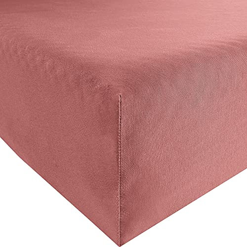 REDBEST Spannbettlaken Denver Elasthan-Jersey-Stretch Altrosa Größe 180x200 cm - 200x200 cm - besonders weich und anschmiegsam, bügelfrei, mit Rundumgummi