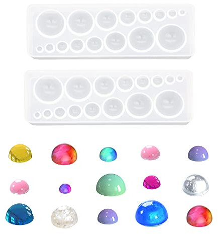 Nifocc 2 Stück Cabochon Epoxidharz Form Schmuck Giessharz Formen Edelstein Silikonform Glaskuppel Gießformen Rund Anhänger Resin Form für DIY Basteln Foto Halskette Ohrring