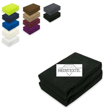 EXKLUSIV HEIMTEXTIL Frottee Spannbettlaken Rundumgummizug Marke Doppelpack 70 x 140 cm Schwarz