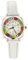 Glass Of Venice Murano Millefiori Quadratische Uhr mit Lederband - Weiß Mehrfarbig
