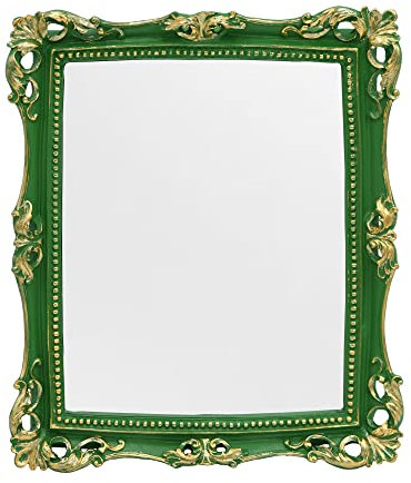 Funerom Dekorativer Vintage-Spiegel, zur Wandmontage oder auf dem Tisch, Make-up-Spiegel, quadratisch, 27,9 x 24,1 cm, Grün
