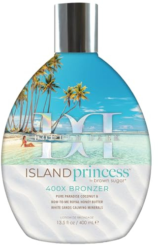 Tan Inc Brown Sugar Double Dark Island Princess 400X Bronzer (400ml) | Royal honey butter & White Sands calming minerals condition your bronze, tattoo enhancers, Fineapple Berry scent